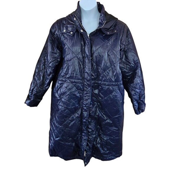 Black Quilted Puffer Long Coat With Hood academia cottagecore warm winter - Picture 1 of 10